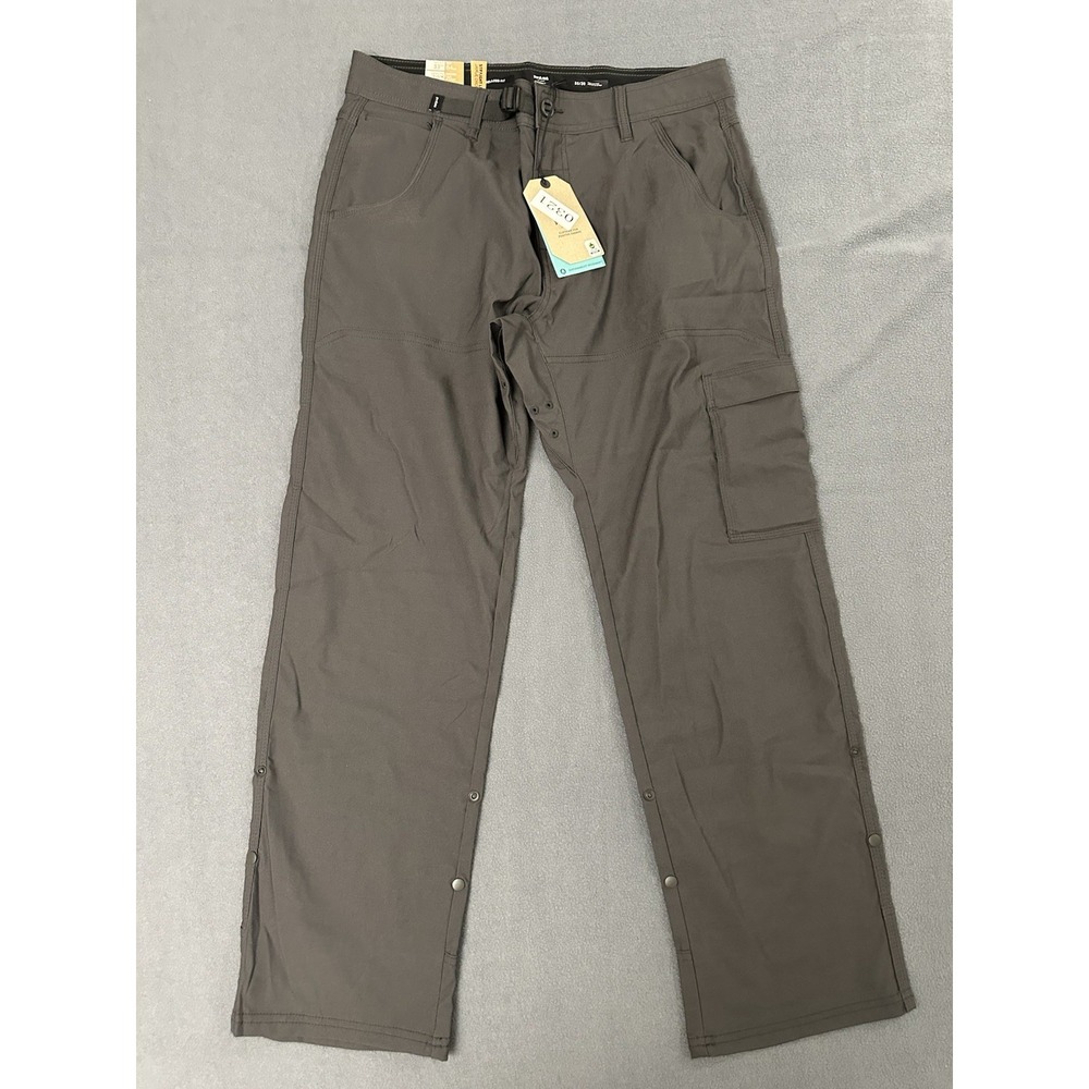 Prana Stretch Zion Pants II Relaxed Straight Fit Dark Iron Men's Size 33x30